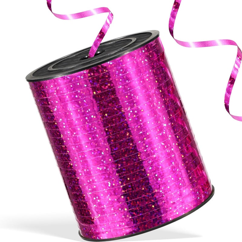 Apeseek 600 Yards Shiny Hot Pink Curling Ribbon 1/5‘’ Hot Pink Balloon String with Spool, Thin Balloon Ribbon for Gift Wrapping Crafts Birthday Christmas Baby Shower Halloween Florist - Image 1